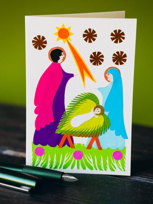 kartka świąteczna dzieciątko w żłobie