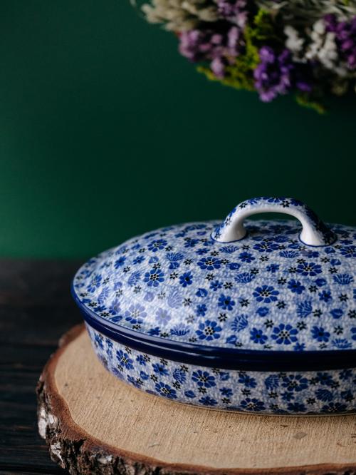 Naczynie do zapiekania z pokrywką Łąka na drewnie