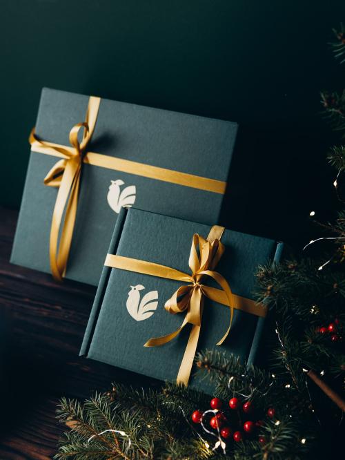 pudełko zielone małe i duże