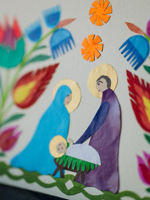 zbliżenie na Dzieciątko, Maryję i Józefa