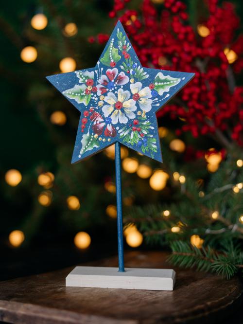 drewniana gwiazdka granatowa