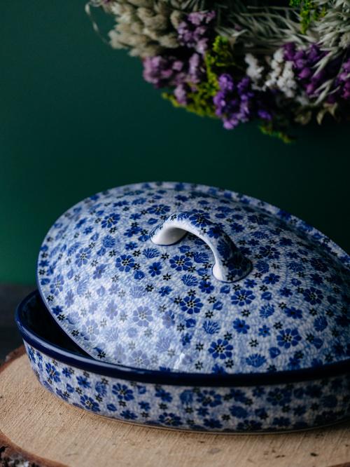 Naczynie do zapiekania z pokrywką Łąka na zielonym tle