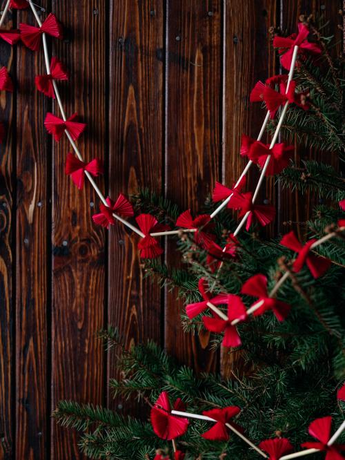 łańcuch choinkowy czerwony   wiszący