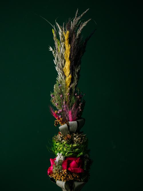 palma z czerwonymi różami