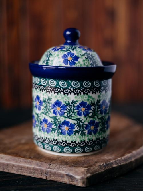 Pojemnik z przykrywką Chabry na brązowym tle