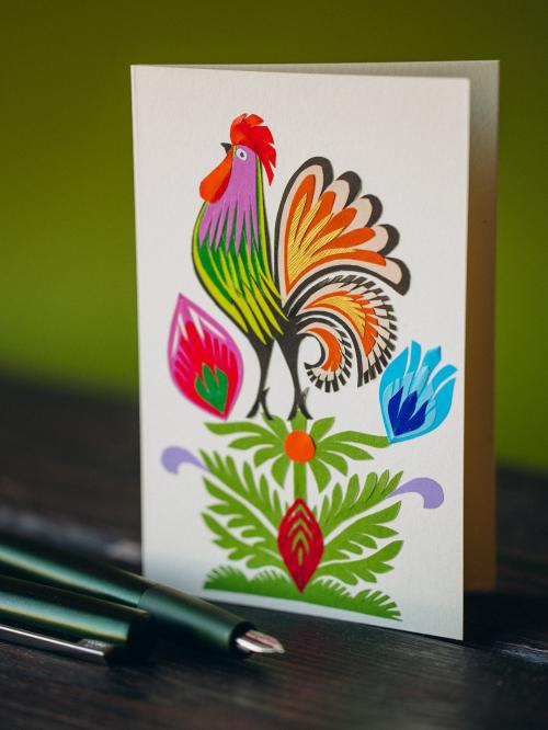 kartka wycinanka kogut