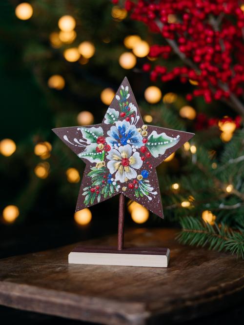 gwiazdka drewniana na nóżce