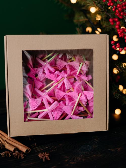 łańcuch choinkowy różowy  w opakowaniu
