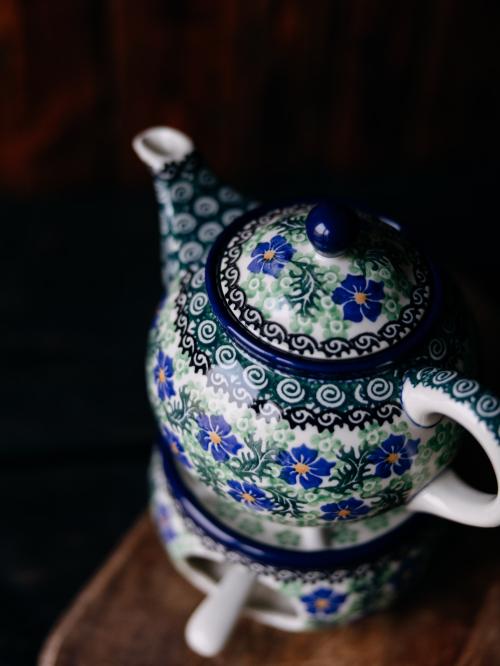 Czajnik z podgrzewaczem Chabry - Ceramika Bolesławiec