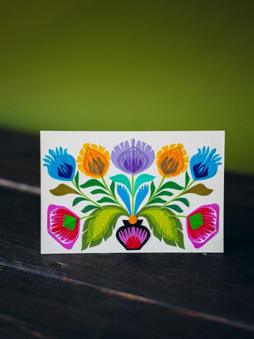 kartka bukiet w wazonie