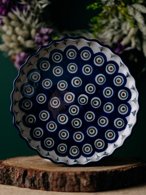 Forma do pieczenia tarty Pawie Oczko z Listkiem  na drewnie