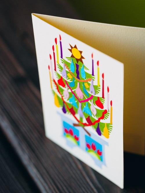 świąteczna kartka na drewnie