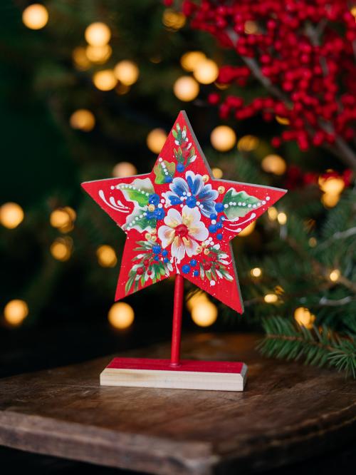 gwiazdka drewniana na nóżce