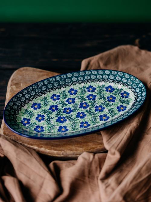 półmisek średni chabry na drewnie