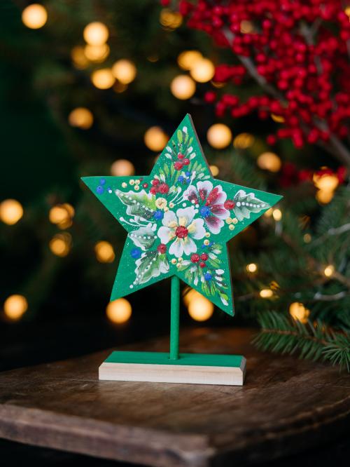 gwiazdka drewniana na nóżce