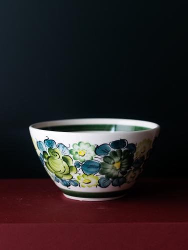 Salaterka duża z zielonym wzorem - Fajans Włocławek