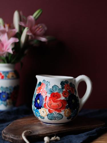 Dzban do mleka z kolorowym wzorem - Fajans Włocławek