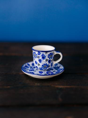Filiżanka espresso z podstawkiem Łąka - ceramika Bolesławiec