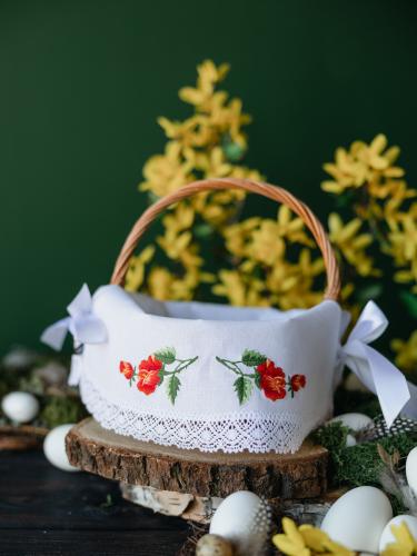 Serwetki do koszyczka duże z koronką - czerwona róża