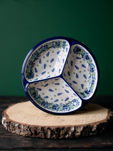 Talerz dzielony okrągły Wianek - Ceramika Bolesławiec