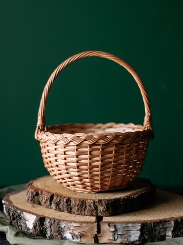 Koszyczek wielkanocny duży - okrągły z warkoczem