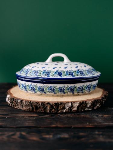 Naczynie do zapiekania z pokrywką Wianek - ceramika Bolesławiec