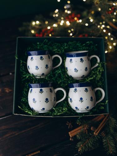 Zestaw czterech kubków czeskich Jagódki - Ceramika Bolesławiec