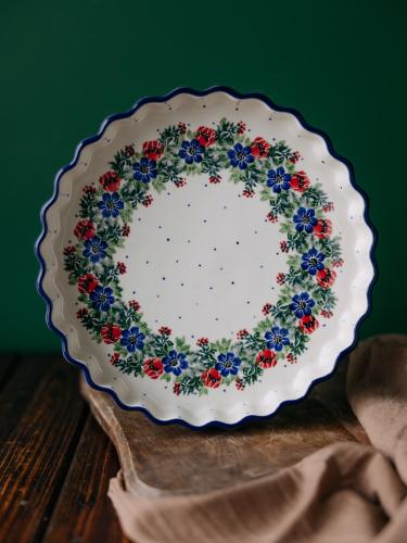 Forma do pieczenia tarty Wianek z Makami 23 cm - Ceramika Bolesławiec