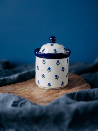 Pojemnik z przykrywką Jagódki 15 cm - Ceramika Bolesławiec
