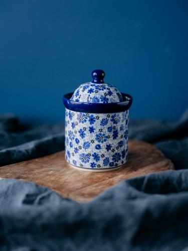 Pojemnik z przykrywką Łąka 15 cm - Ceramika Bolesławiec