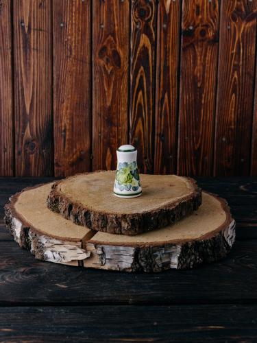 Pieprzniczka podłużna z zielonym wzorem - Fajans Włocławek