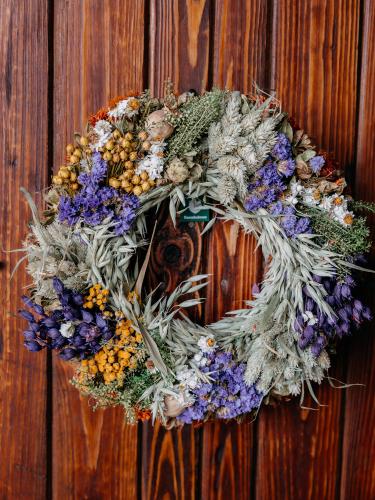 Suszony wianek duży - fiolet i biel