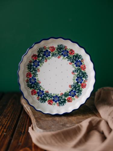 Forma do pieczenia tarty Wianek z Makami 18 cm - Ceramika Bolesławiec