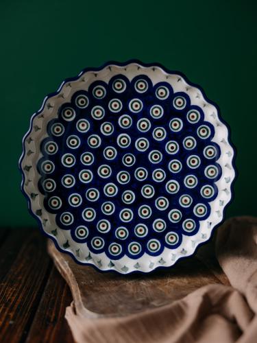 Forma do pieczenia tarty Pawie Oczko z Listkiem 23 cm - Ceramika Bolesławiec
