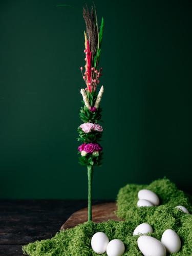 Palma wielkanocna mała z bibuły - różowa