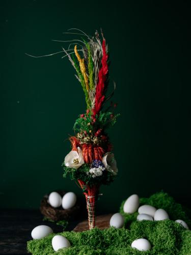 Palma wielkanocna duża - białe kwiatki i czerwone kłosy