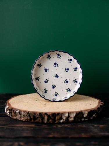 Forma do pieczenia tarty Kwiatki na Nóżce 18 cm - Ceramika Bolesławiec