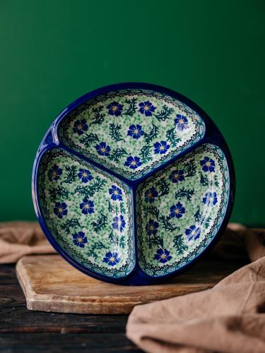 Talerz dzielony okrągły Chabry - Ceramika Bolesławiec