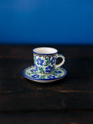 Filiżanka espresso z podstawkiem Chabry - ceramika Bolesławiec