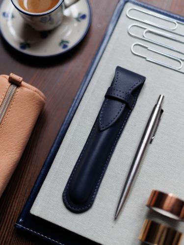 Etui skórzane na długopis mini - niebieskie