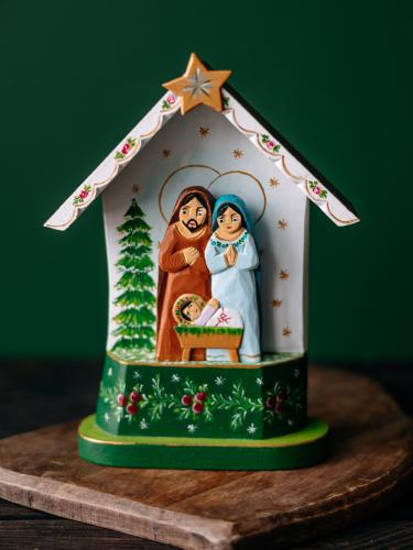 Szopka rzeźbiona - złota gwiazda