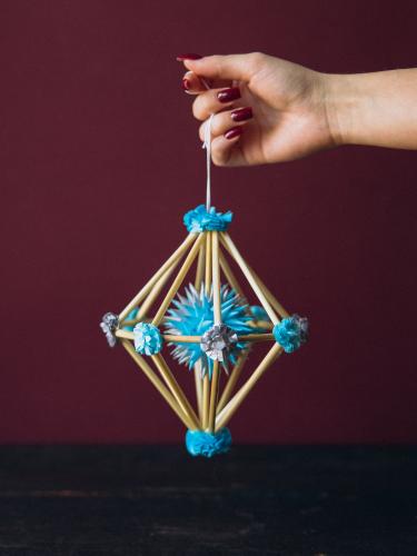 Pająk mini - diament słomiany niebiesko-szary