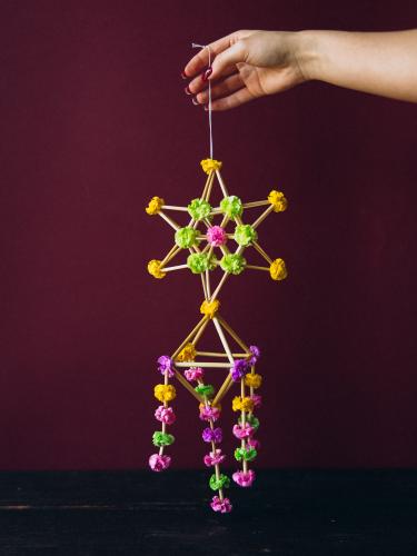 Pająk mini - gwiazdka i diament żółto-zielona