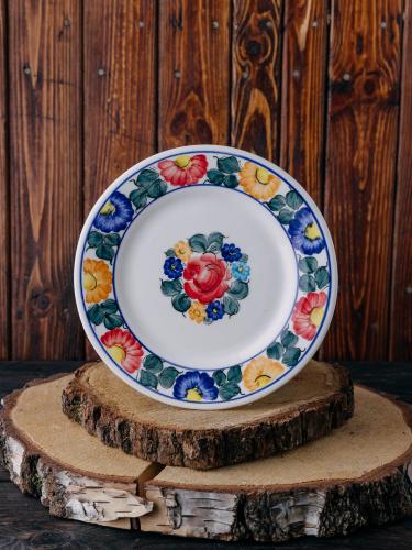 Talerz płaski mały z kolorowym wzorem - Fajans Włocławek