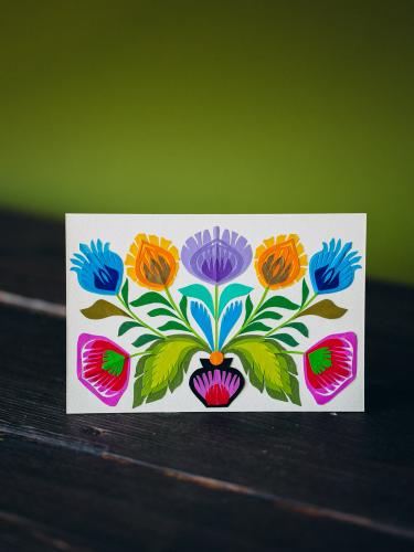 Kartka wycinanka - bukiet w wazonie