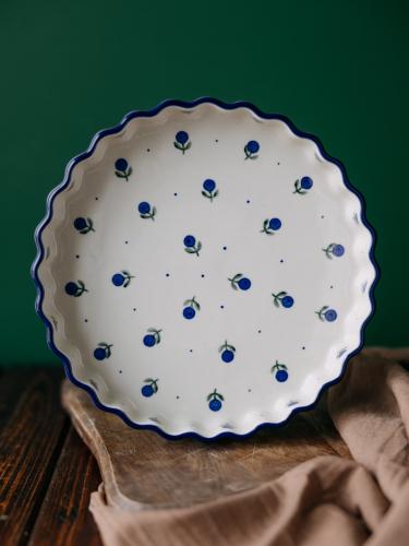 Forma do pieczenia tarty Jagódki 23 cm - Ceramika Bolesławiec