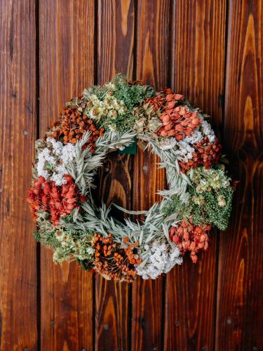 Suszony wianek duży - pomarańcz i biel