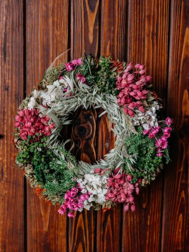 Suszony wianek duży - róż i biel