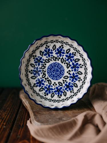 Forma do pieczenia tarty Polne kwiaty 18 cm - Ceramika Bolesławiec