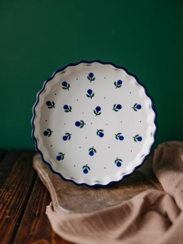 Forma do pieczenia tarty Jagódki 18 cm - Ceramika Bolesławiec